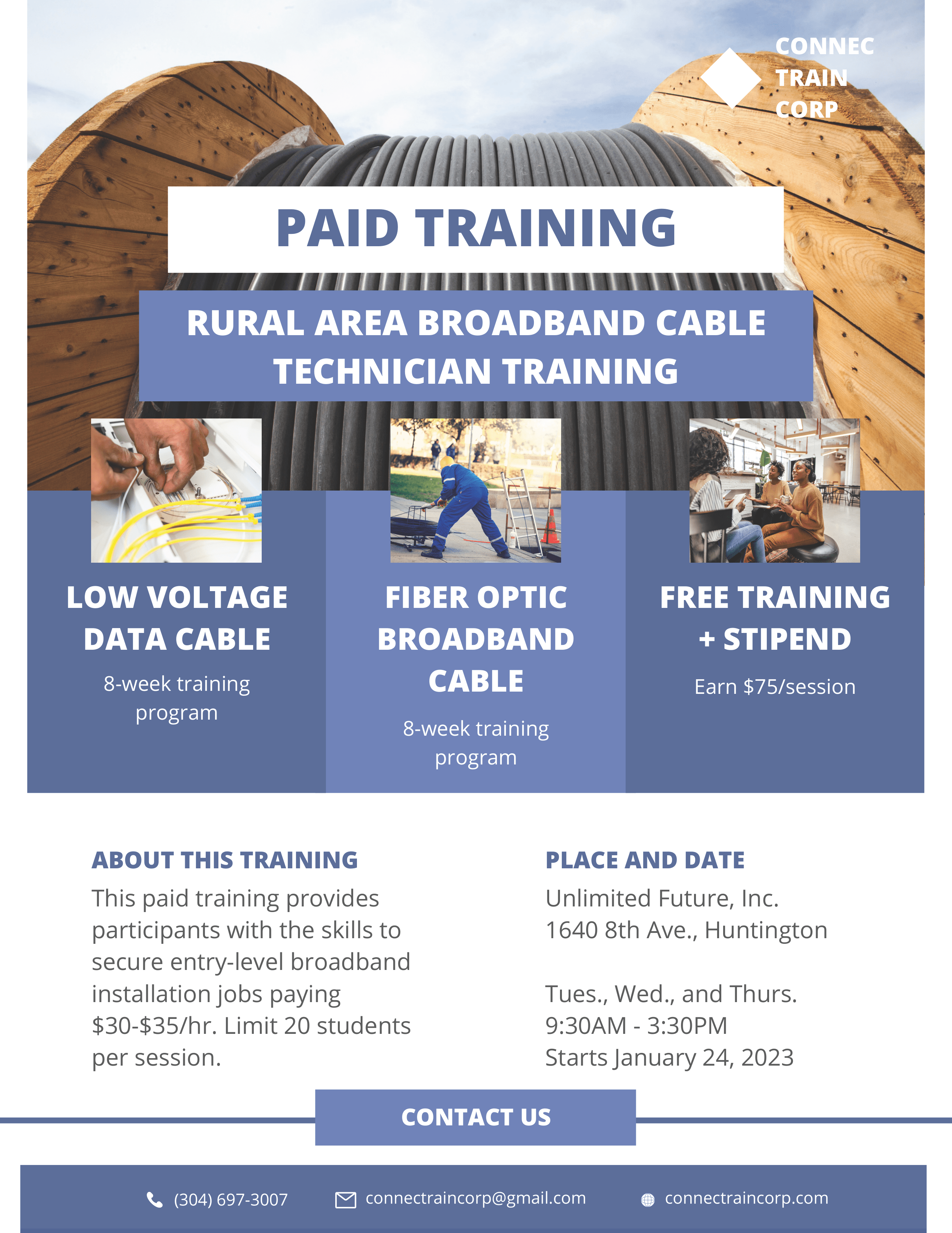 Jan. 24th – 9:30 – 3:30:  Rural Area Broadband Technician Training